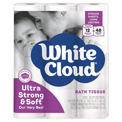 White Cloud Ultra Strong Soft Toilet Paper Mega Rolls Walmart