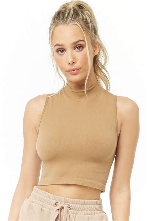 Active Sleeveless Mock Neck Crop Top Forever 21 Mock Neck Crop Top Crop Tops Forever21 Tops