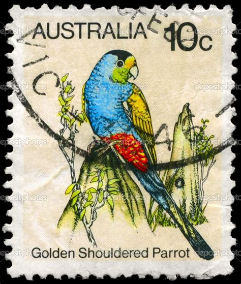 Australias 10c Postage Stamp Depicting A Golden Shouldered Parrot