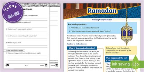 Esl Ramadan Reading Comprehension Teens B B Twinkl