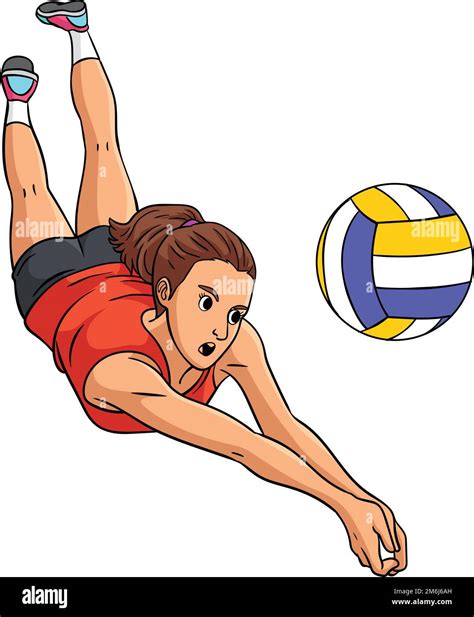 Voleibol Deportes De Dibujos Animados De Colores Clipart Imagen Vector