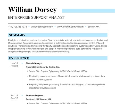 Free Enterprise Support Analyst Resume Sample By Hiration 2022