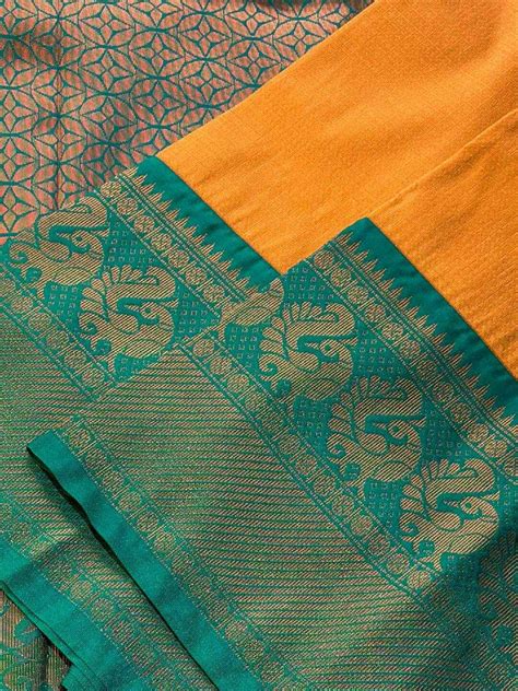 Golden Yellow Semi Kanchipuram Silk — LivFashions