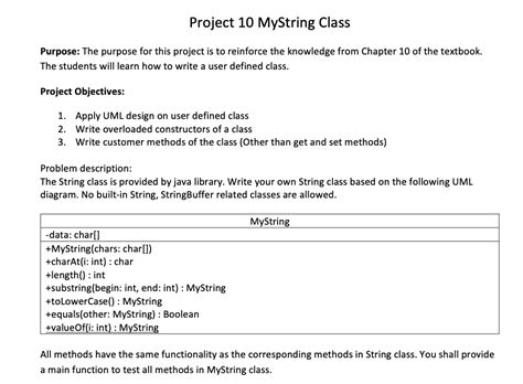 Project 10 MyString Class Purpose The Purpose For Chegg