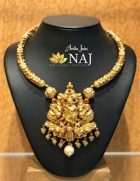 Beautiful Nakshi Temple Kanti Necklace Naj Jewellery Gold Temple