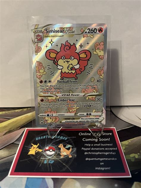 Mavin Pokemon Simisear Vstar Gg37 Crown Zenith Galarian Gallery Full Art Card New