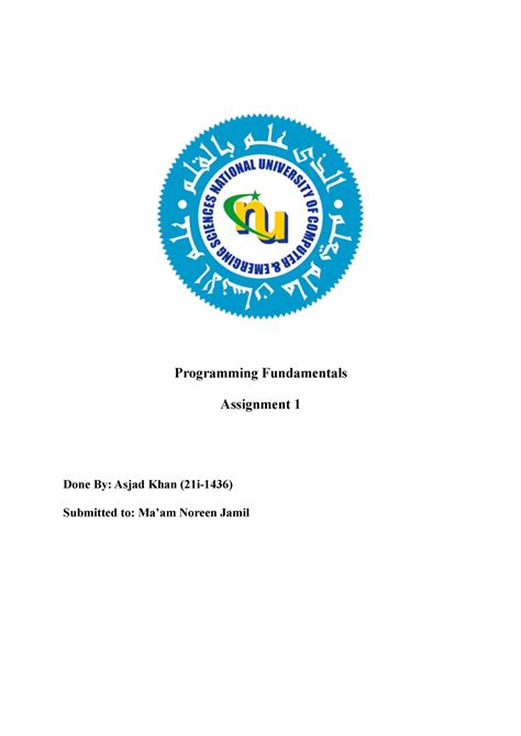 Asjad Khan 21I 1436 PF Assignment 1 BS Programming Fundamentals