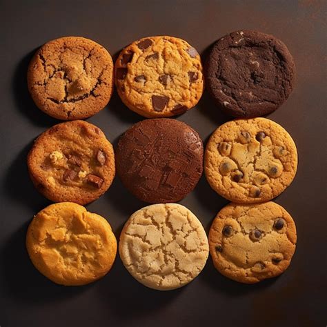 Un grupo de galletas están dispuestas sobre una mesa Foto Premium