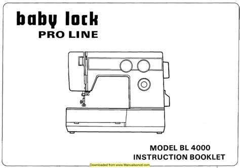 Baby Lock Pro Line Bl Sewing Machine Instruction Manual