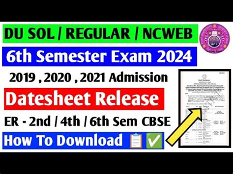 DU SOL NCWEB 2nd 4th 6th Semester Datesheet Released May June Exam