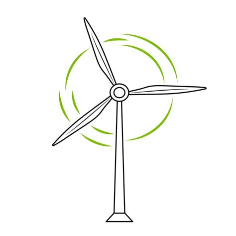 Wind Turbine Doodle Icon Hand Drawn Windmill Isolated On White