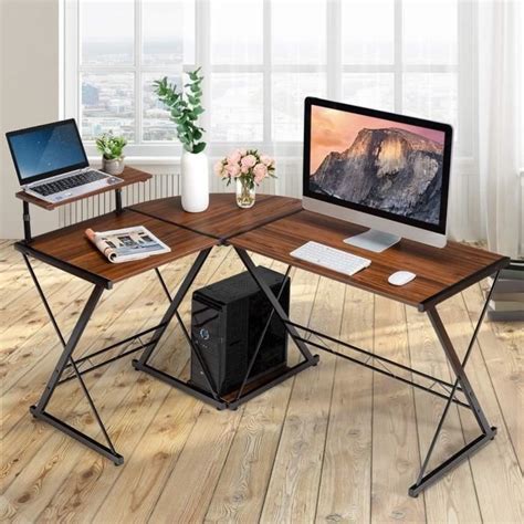 Giantex Bureau Informatique D Angle En Forme L Table D Ordinateur Avec