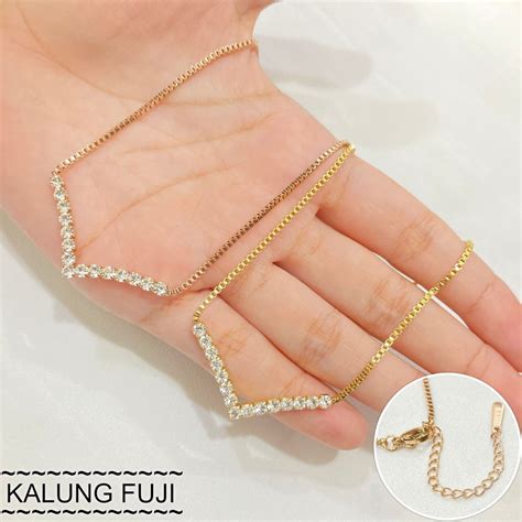 Jual Kalung Fuji Permata Titanium Anti Karat Aksesoris Fashion Korea