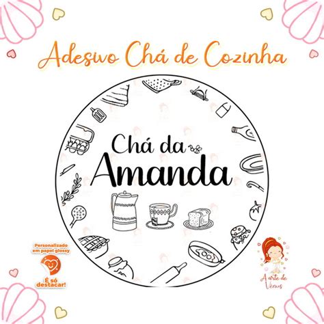 Adesivos Personalizados 5x5 Chá de Cozinha P b Elo7