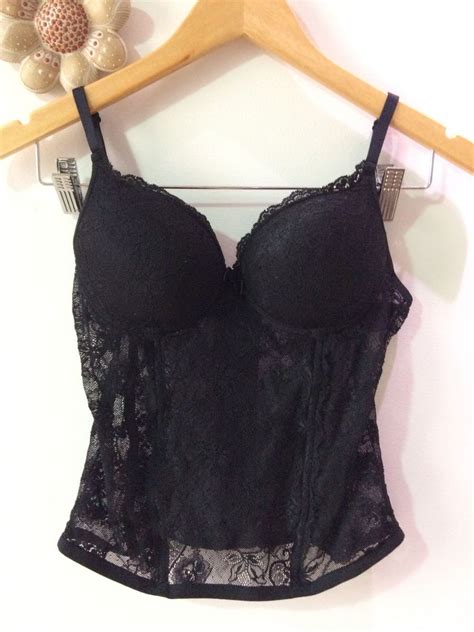 Corpete Corset Em Renda Preta Bojo Lingerie Feminina Usado Enjoei
