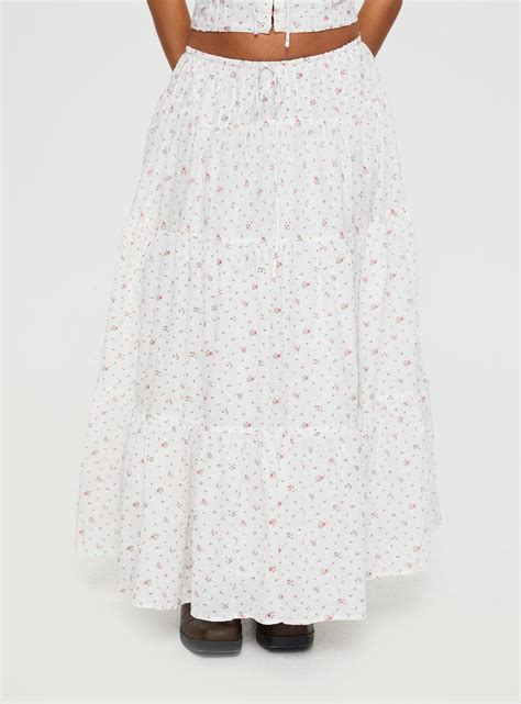 Cherry On Top Maxi Skirt White Floral