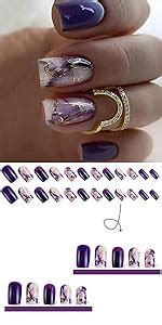 Amazon Cat Eye Press On Nails Short Square Artificial Acrylic Nails Nude Pink French False