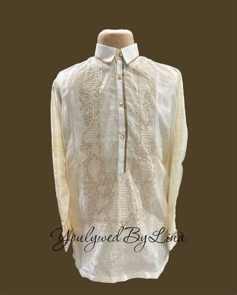 Barong Pi A Organza Double Linig With Mocca Piping Lazada Ph