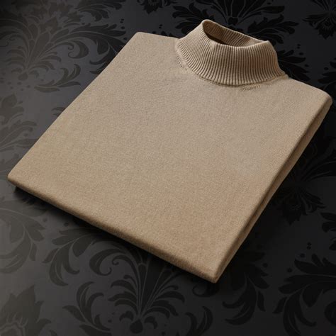 Beige Wool Turtleneck Sweater Minotti Uomos Luxury Mens Fashion