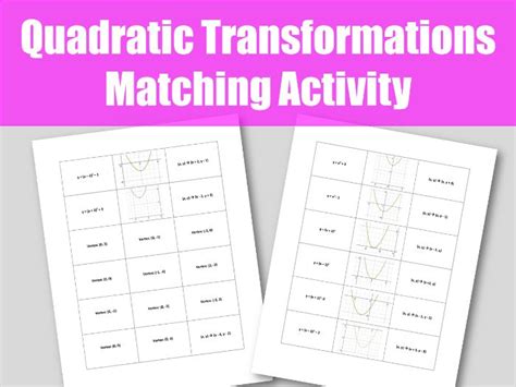 Quadratic Transformations Matching Activity Teaching Resources