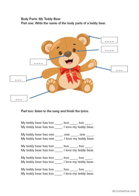 Body Parts My Teddy Bear Nursery Rh Deutsch Daf Arbeitsbl Tter Pdf Doc