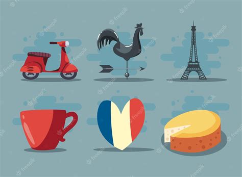 Premium Vector France Set Six Icons