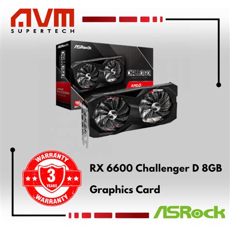 Avm Asrock Amd Radeon Rx 6600 Challenger D 8gb Gpu Graphics Card