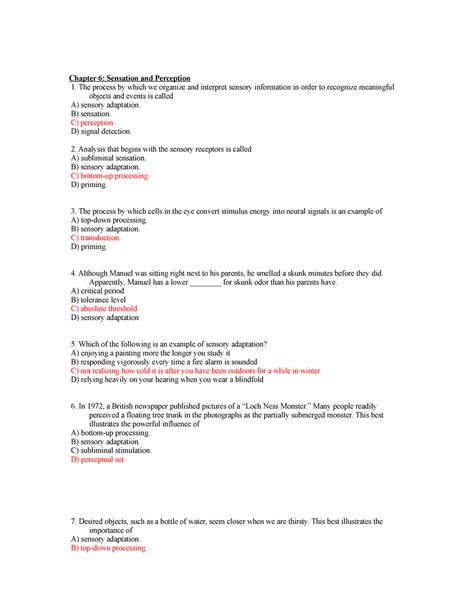 Ch Study Notes Chapter Sensation And Perception The Process