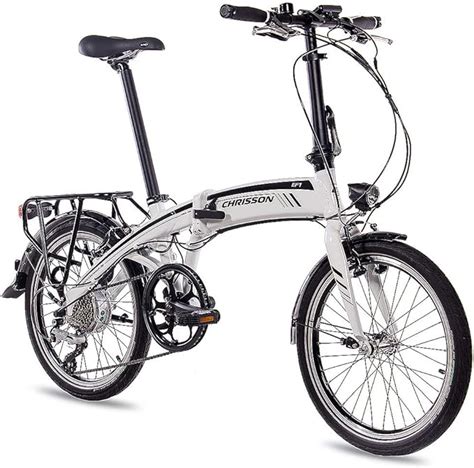 CHRISSON 20 Zoll E Bike City Klapprad EF1 Weiss E Faltrad Mit Bafang