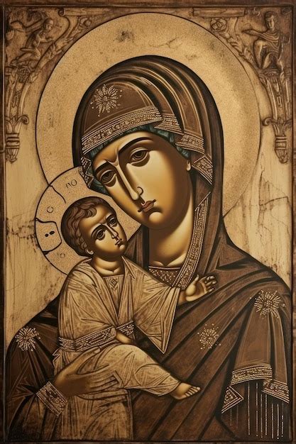 Premium AI Image Image Of The Virgin Mary With The Baby Jesus In Her Arms