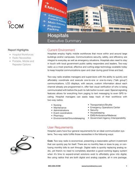 Read The Hospitals Executive Summary Icom America