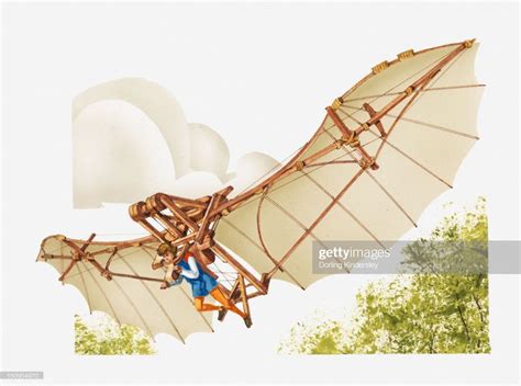 Illustration of Leonardo da Vinci's ornithopter flying machine ...