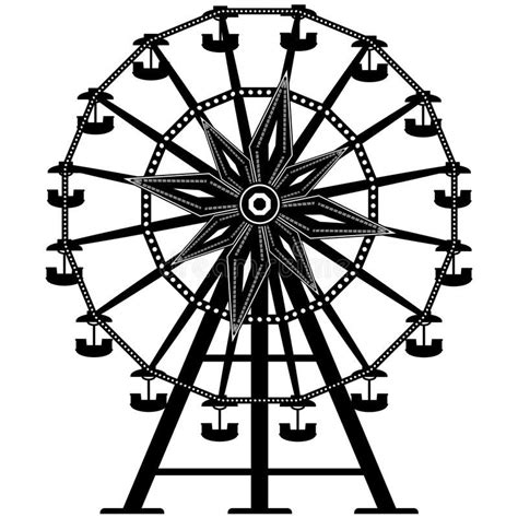 Detailed Ferris Wheel In Silhouette Stock Vector Illustration Of