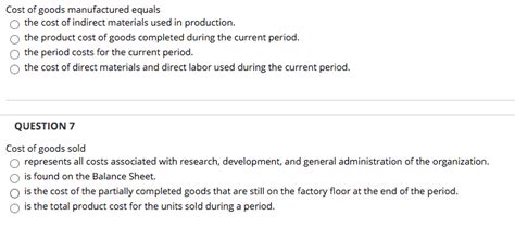 Solved Cost Of Goods Manufactured Equals The Cost Of