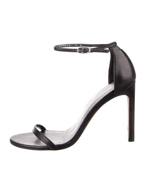 Stuart Weitzman Leather Sandals Black Sandals Shoes Wsu303521