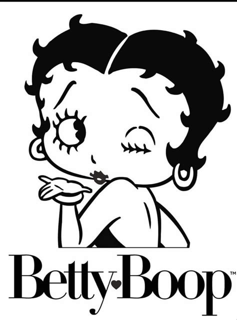 the betty boop logo is shown in black and white