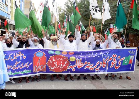 Members Of Sunni Ulema Council Are Holding A Rally In Connection Of