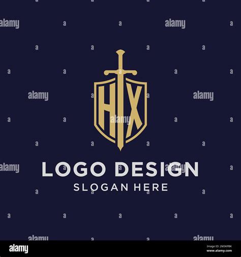 Hx Logo Initial Monogram With Shield And Sword Design Ideas Stock Vector Image And Art Alamy