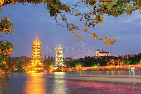 Guilin night scene stock image. Image of twin, guangxi - 34234921