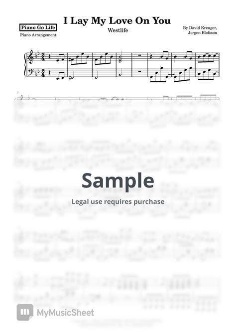 Westlife I Lay My Love On You Sheet Music By Piano Go Life