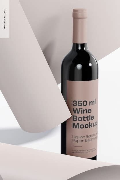 Premium Psd Ml Wine Bottle With Label Mockup Perspective