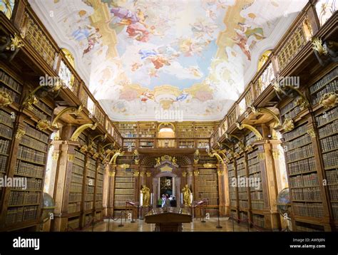 The Library Inside The Baroque Benedictine Monastery Of Melk Abbey In