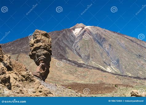 Teide And Roque Cinchado In Tenerife Spain Stock Photo Image Of