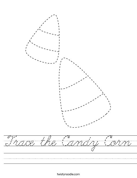 Trace The Candy Corn Worksheet Cursive Twisty Noodle