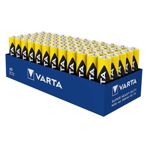 60 x bateria cynkowo węglowa Varta R03 AAA Superlife Super Heavy Duty