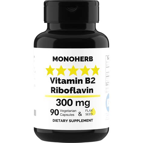 Vitamin B2 300mg Riboflavin Capsules Migraine Relief 90 Count