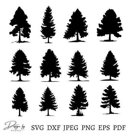 Pine Trees Svg Bundle 12 Designs Tree Svg Cut File Tree Cricut Svg Tree Silhouettes Pine