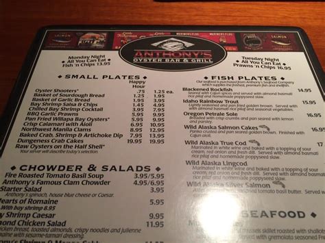 Menu At Anthonys Homeport Restaurant Des Moines 421 S 227th St