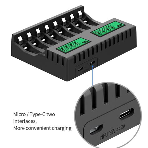 PUJIMAX Charger Baterai 8 Slot AA AAA Ni MH Ni CD Fast Charging LCD