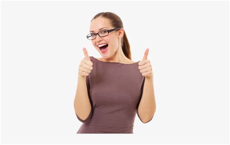 Happy Beautiful Girl In Stylish Black Glasses Showing Girl Thumbs Up